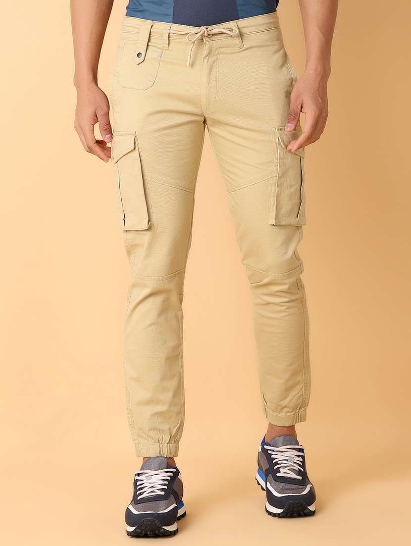 men solids mid rise cargos - 21489988 -  Standard Image - 1