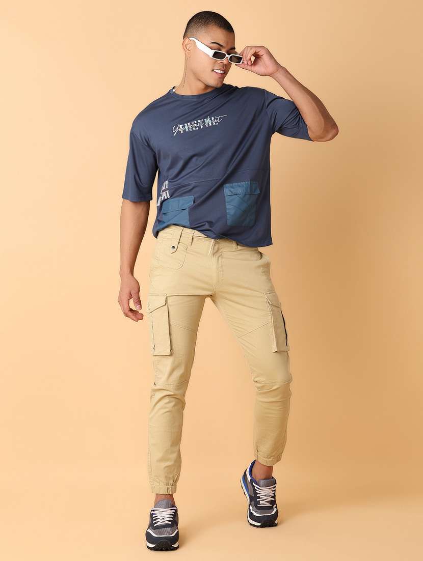 men solids mid rise cargos - 21489988 -  Standard Image - 4