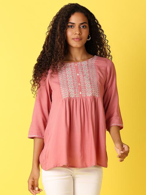 women mauve embroidered regular top - 21490003 - Standard Image - 0