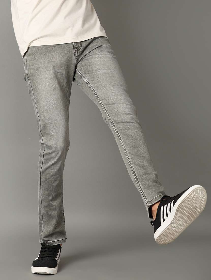 men grey plain jeans - 21490035 -  Standard Image - 1