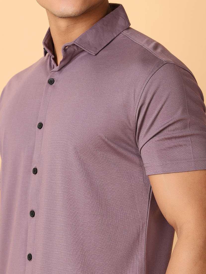 men solids short sleeves casual shirt - 21490081 -  Standard Image - 4