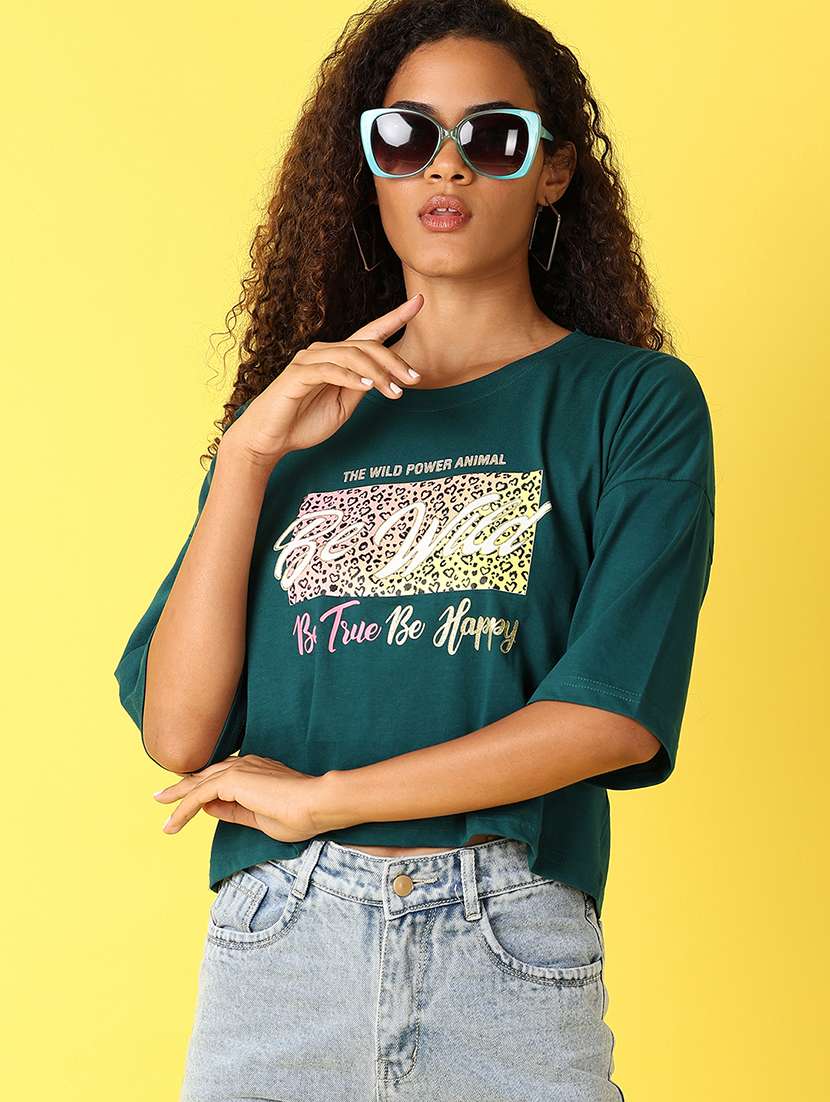 women front print short sleeves t-shirt - 21490099 -  Standard Image - 4