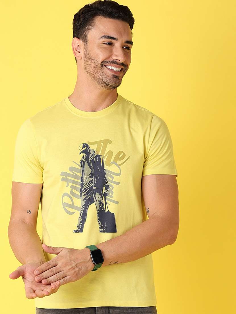 men round neck front print t-shirt - 21490127 -  Standard Image - 1