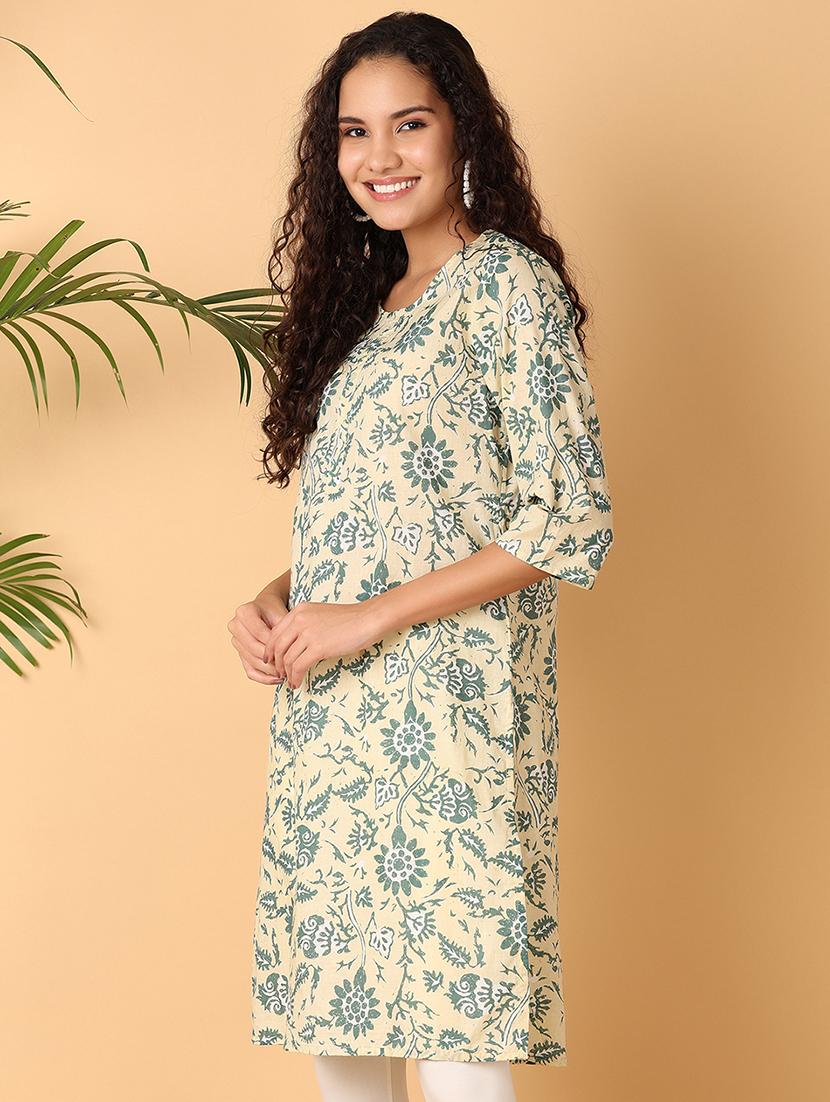 women beige printed a-line kurta - 21490132 - Standard Image - 1