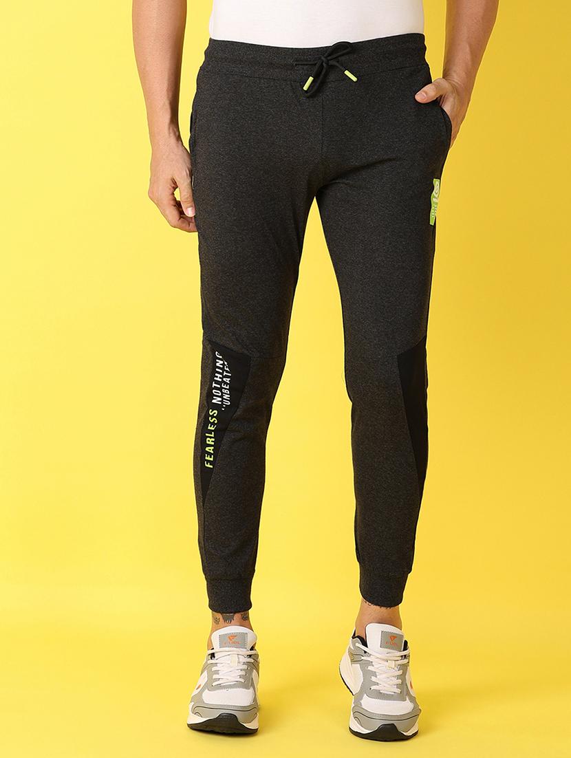 men charcoal color block joggers