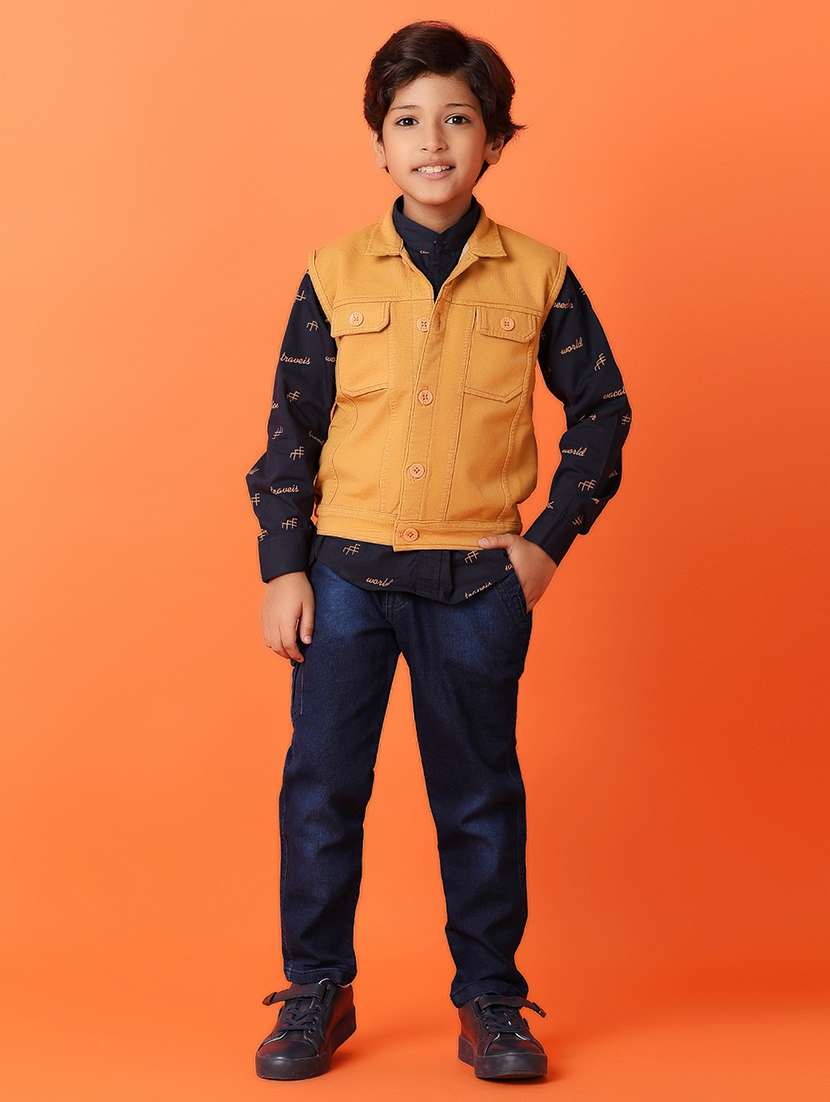 boys navy blue cotton full length set