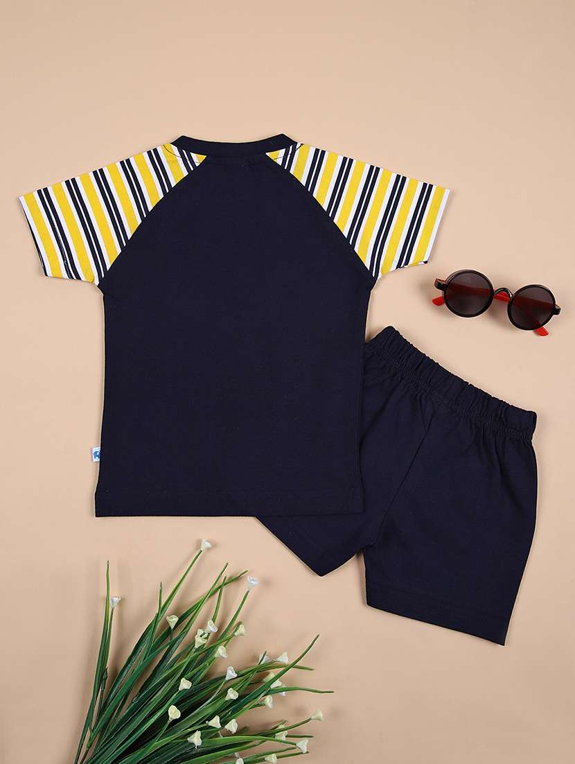 boys navy blue printed shorts set - 21490228 -  Standard Image - 1