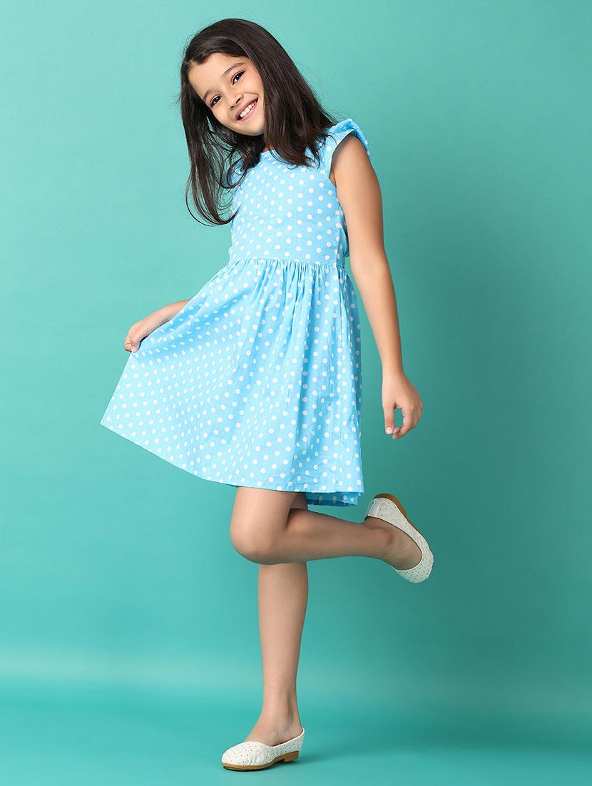 girls polka dots printed round neck frock - 21490296 - Standard Image - 1