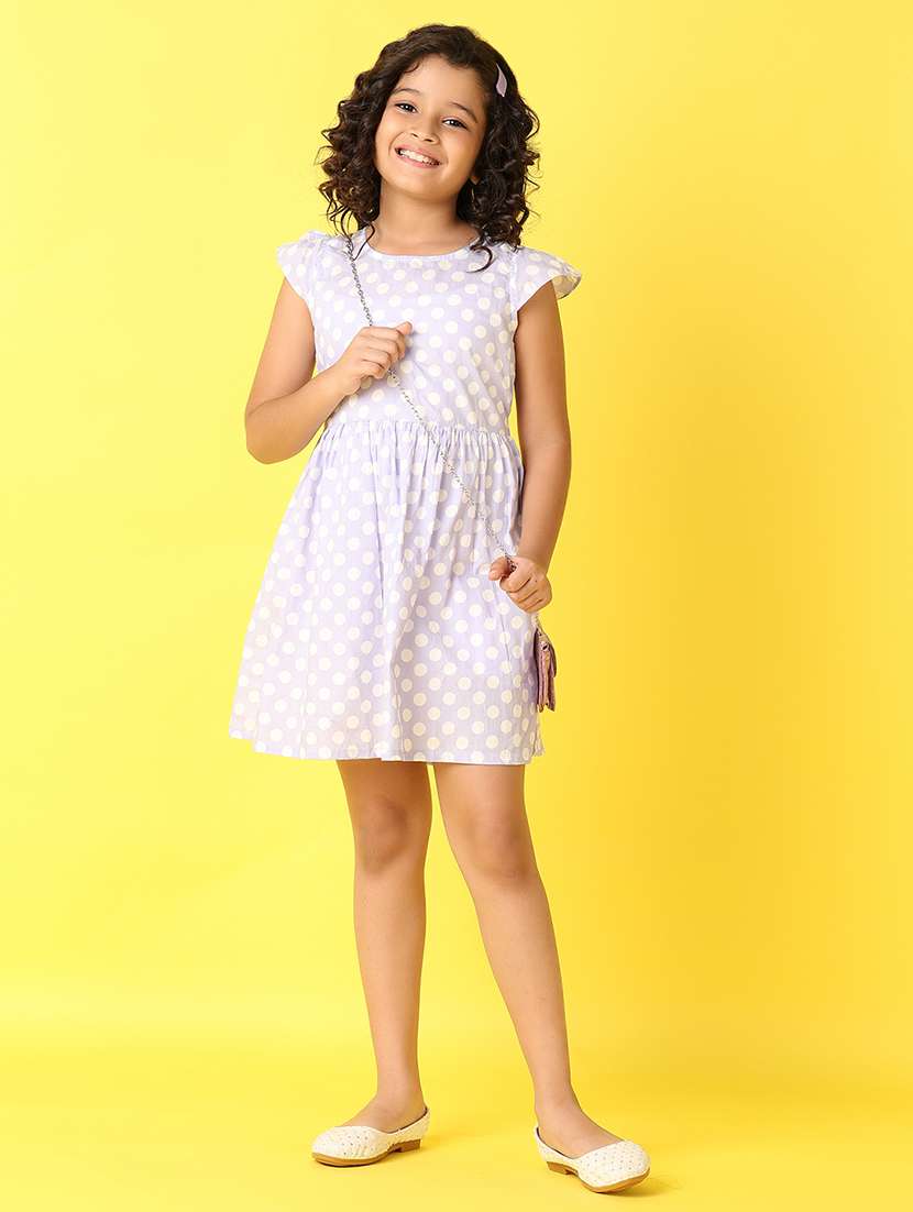 girls polka dots printed round neck frock - 21490297 -  Standard Image - 1