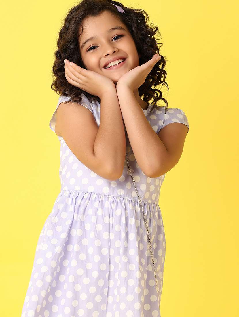 girls polka dots printed round neck frock - 21490297 -  Standard Image - 4