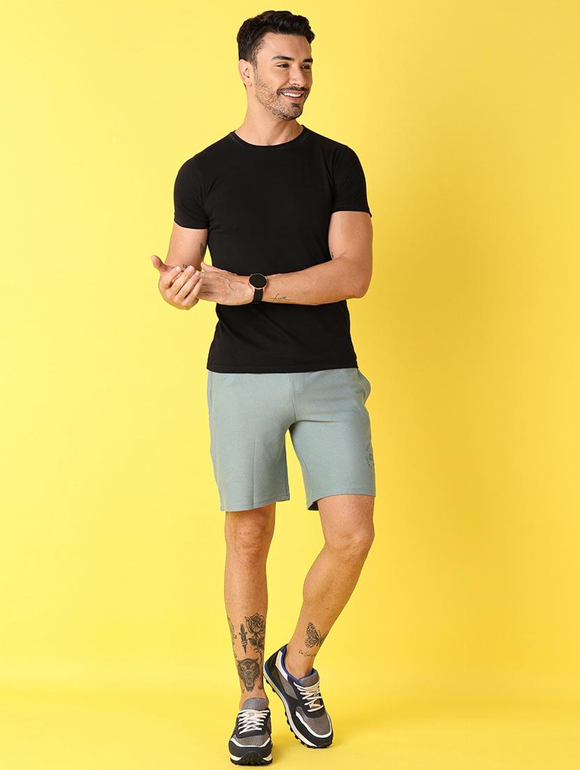 men sea green solid shorts - 21490299 - Standard Image - 4