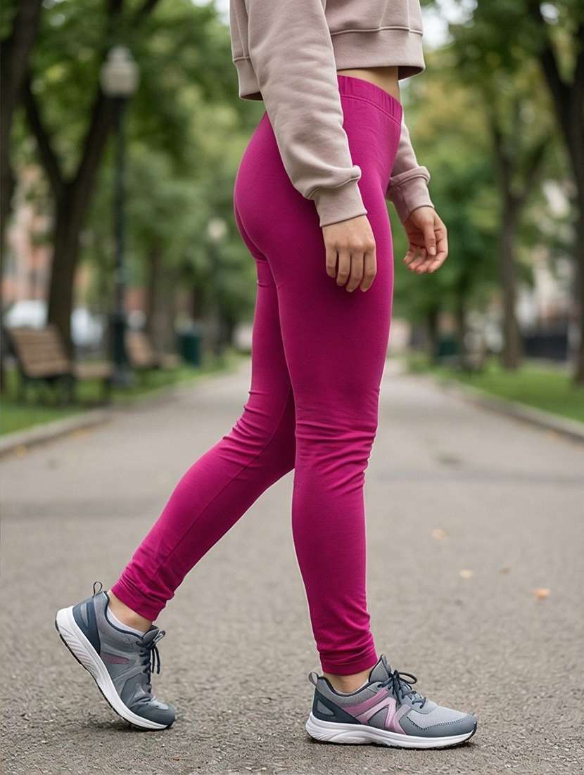 women solid mid rise ankle length leggings - 21490305 -  Standard Image - 1