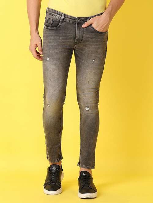 men grey plain jeans - 21490417 - Standard Image - 0