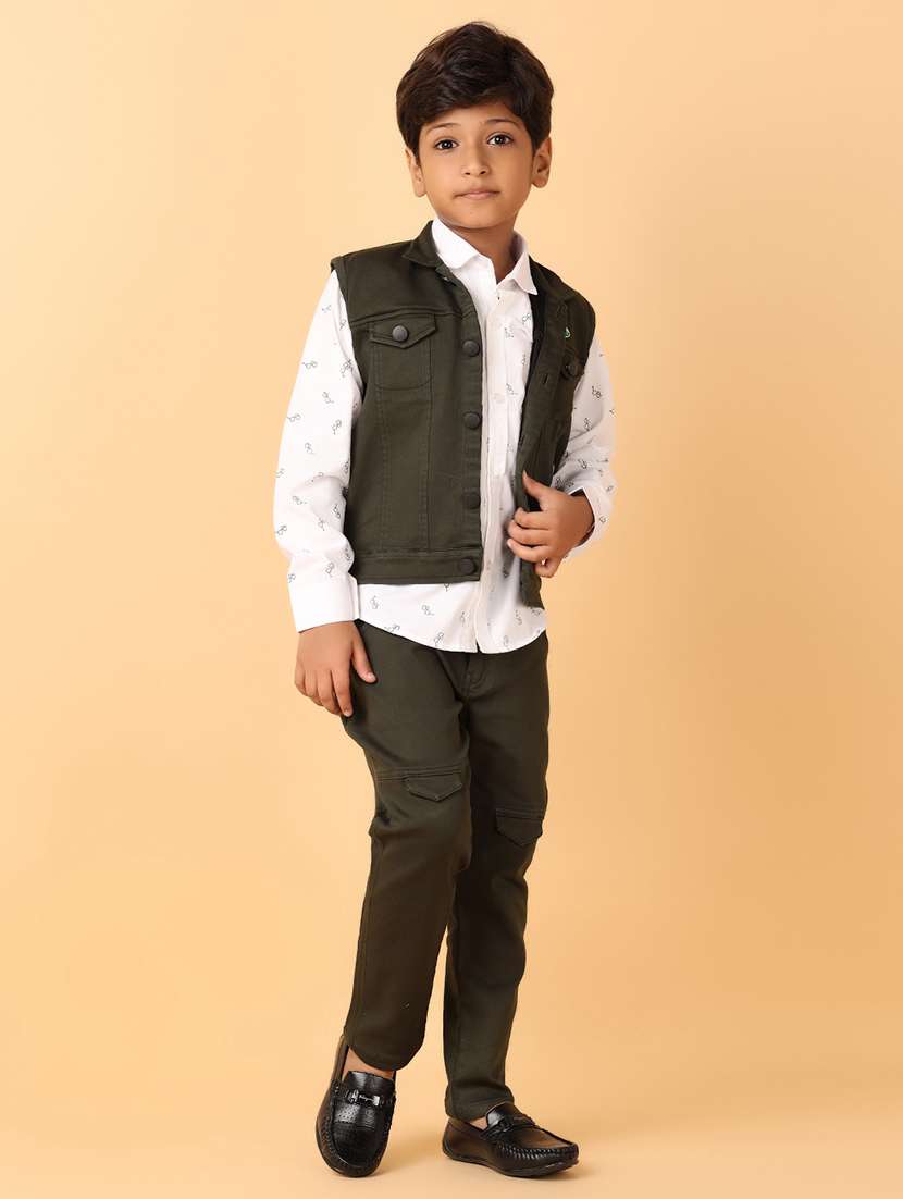 boys printed long sleeves shirt & jeans set - 21490421 -  Standard Image - 1