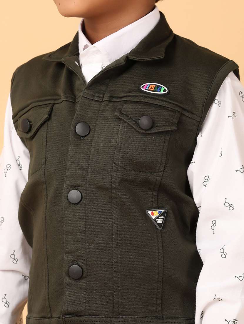 boys printed long sleeves shirt & jeans set - 21490421 -  Standard Image - 4