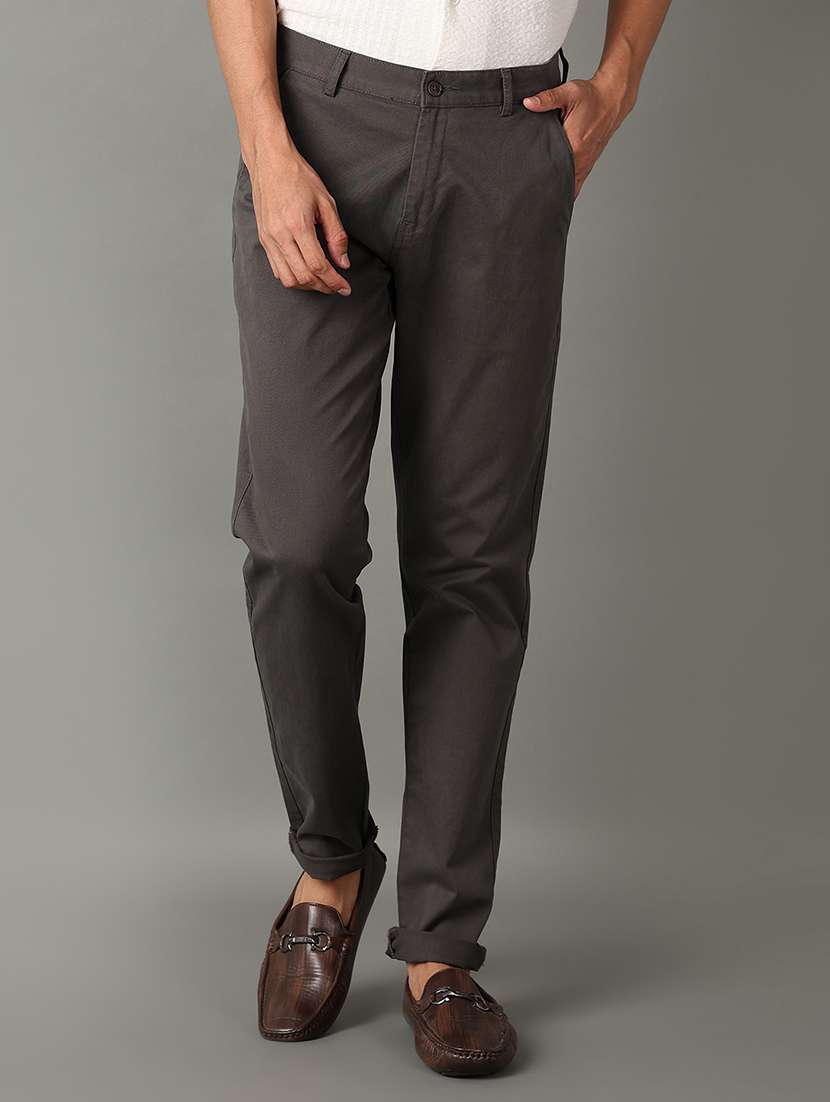 men solid chinos casual trouser