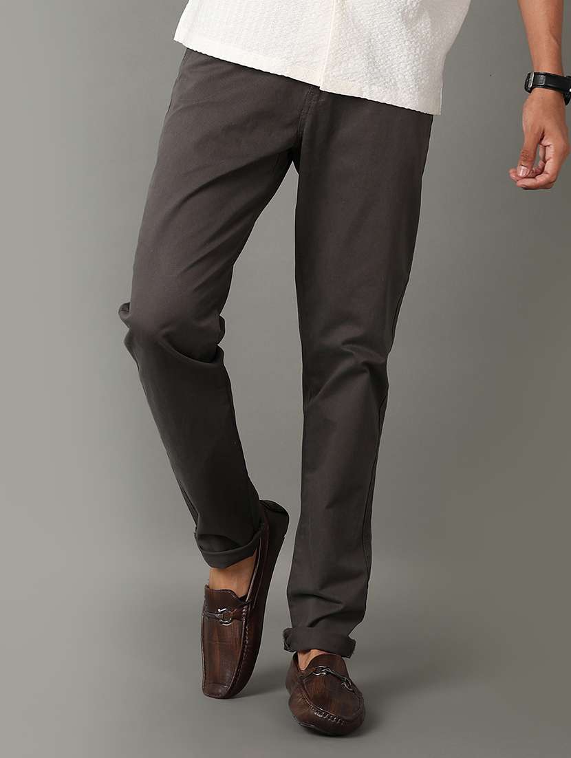 men solid chinos casual trouser - 21490444 -  Standard Image - 1