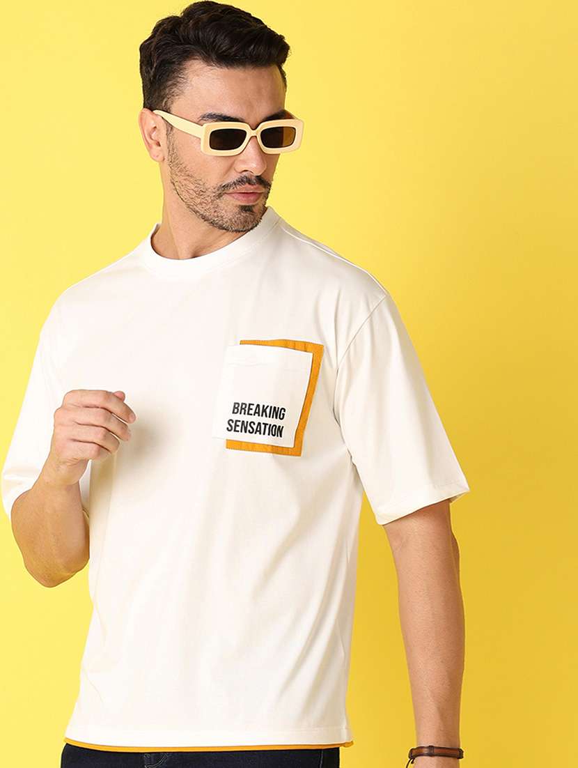 men chest print round neck t-shirts - 21490534 -  Standard Image - 1