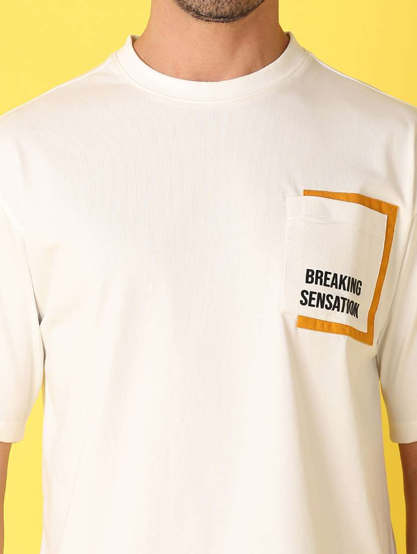 men chest print round neck t-shirts - 21490534 -  Standard Image - 4