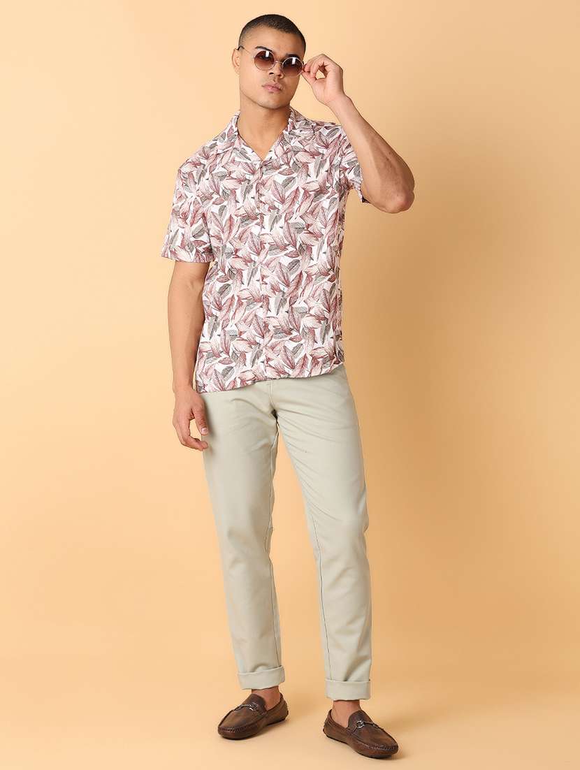 men solid flat front chinos trousers - 21490543 -  Standard Image - 4