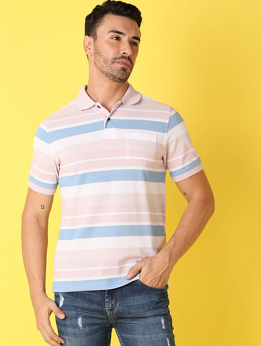 men short sleeve stripes polo t-shirt - 21490554 -  Standard Image - 1