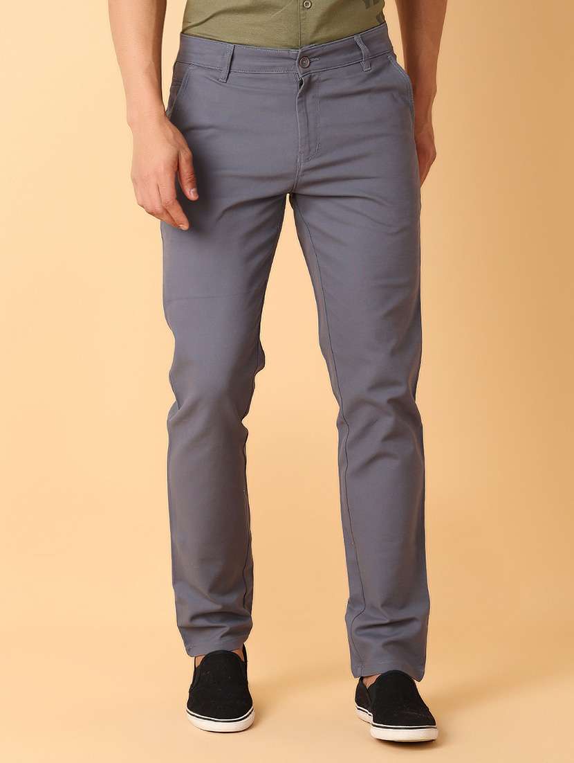 men solids chinos casual trouser