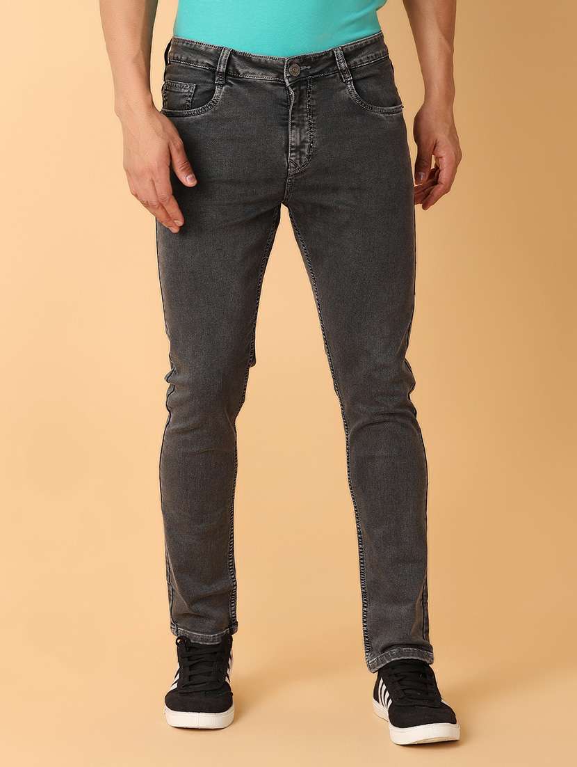 men mid rise plain jeans