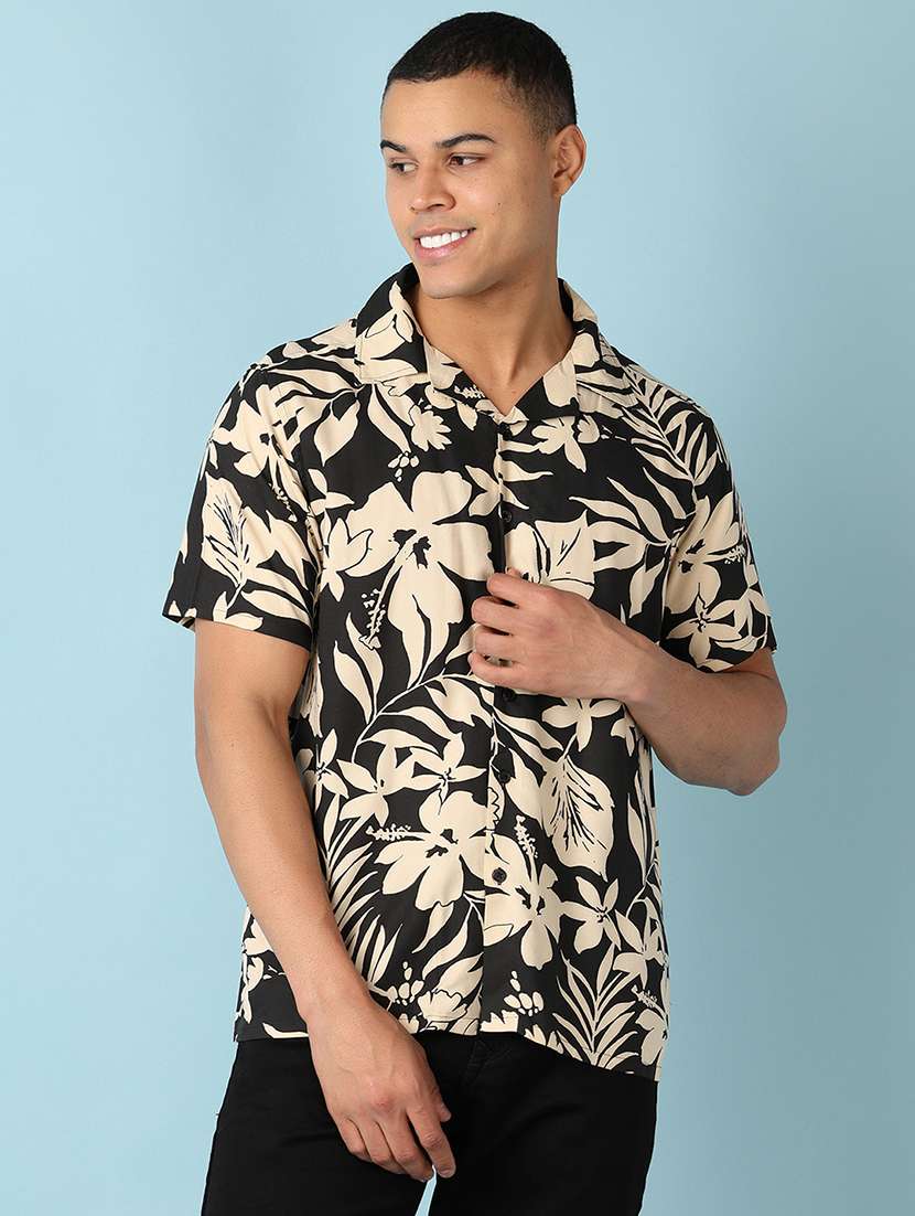 men floral short sleeve casual shirt