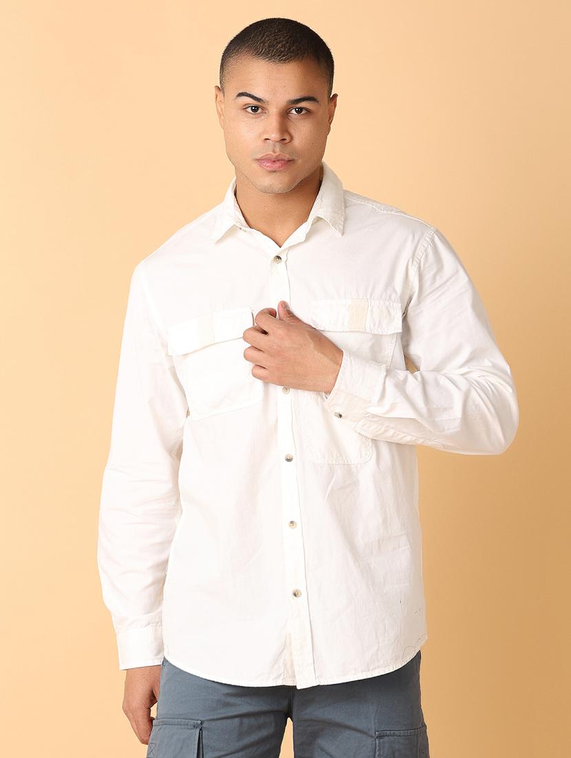 men solid collared long sleeves casual shirt - 21491023 -  Zoom Image - 0