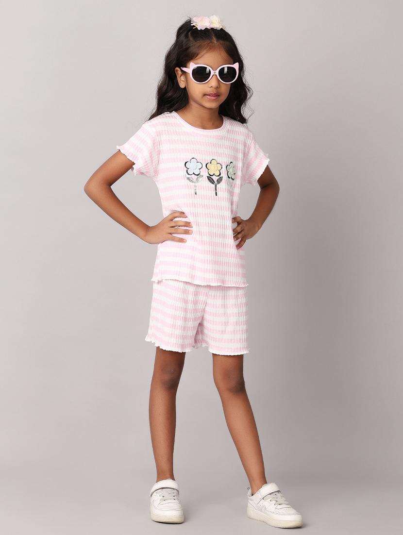 girls printed short sleeves top & shorts set - 21491037 -  Standard Image - 1