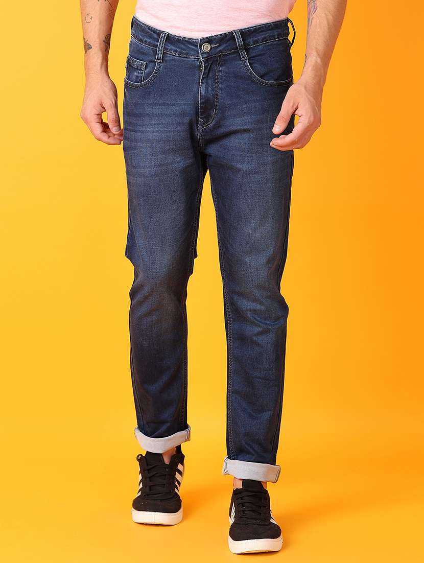 men blue cotton jeans