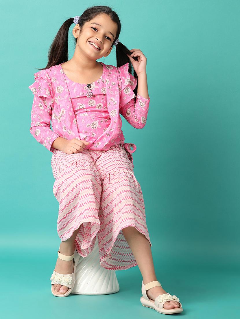 girls floral printed long sleeves twin set - 21491112 - Standard Image - 1