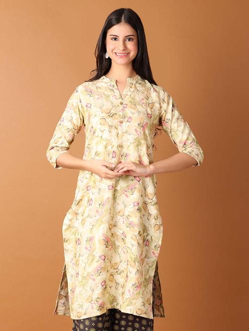 women three quarter sleeve straight kurta - 21491134 -  Standard Image - 0