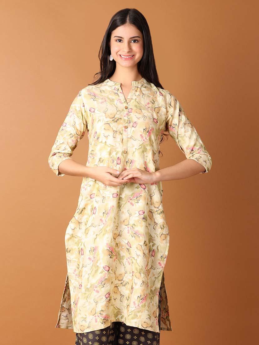 women three quarter sleeve straight kurta - 21491134 -  Zoom Image - 0