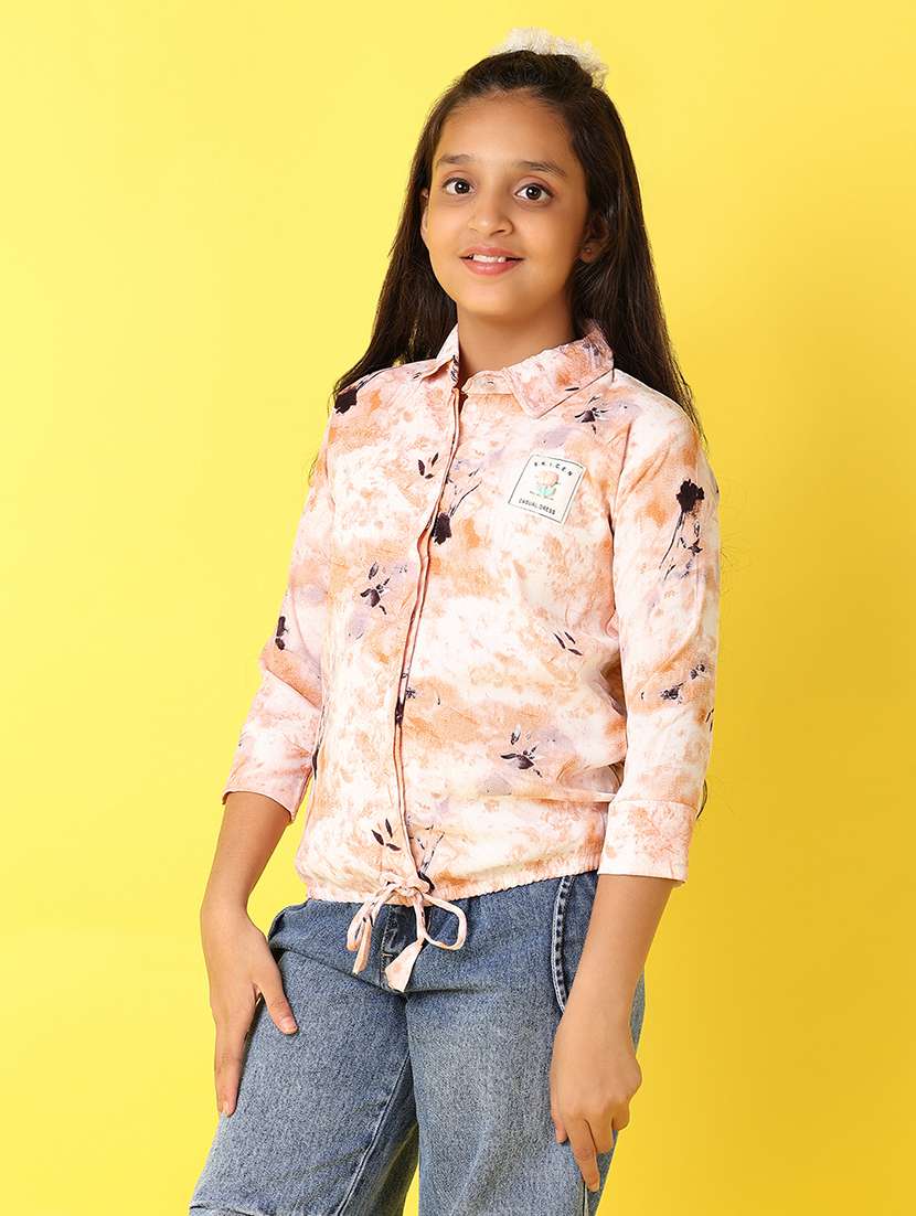 girls printed collared shirt style top - 21491145 -  Standard Image - 1