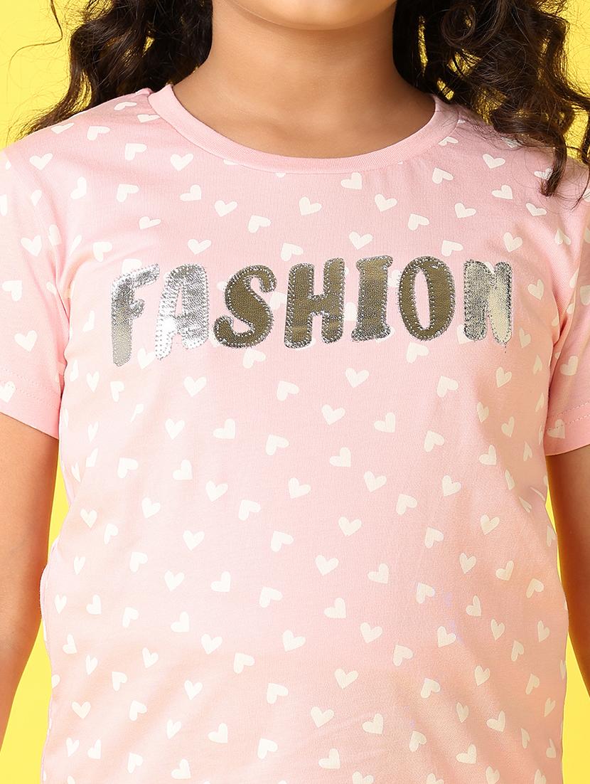 girls printed round neck top & shorts set - 21491192 - Standard Image - 4