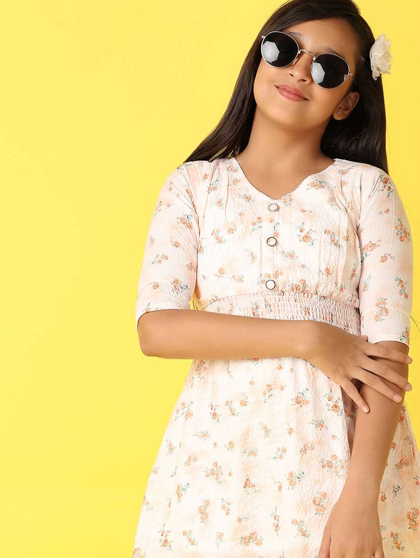 girls floral printed v neck a-line dress - 21491208 -  Standard Image - 4