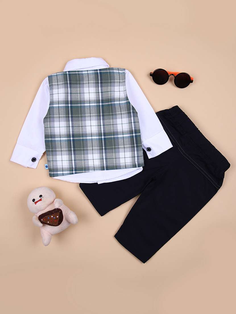 boys checkered party wear full length set - 21491333 -  Standard Image - 1
