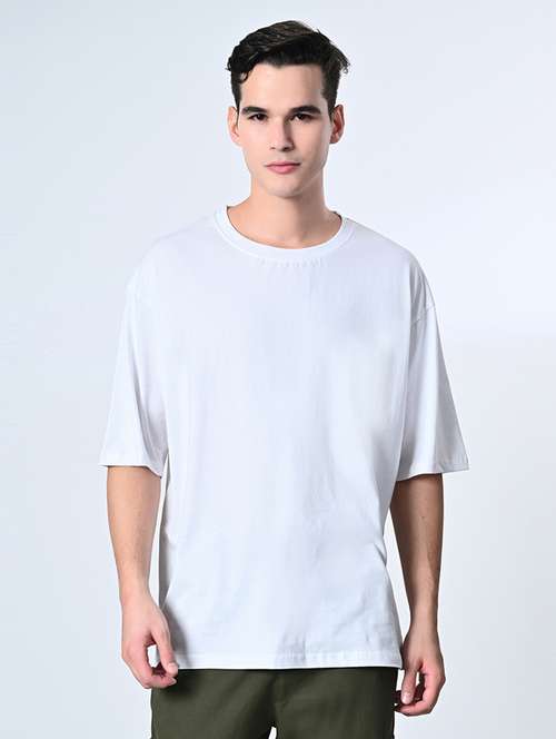men solid oversized plain t-shirt - 21491348 -  Standard Image - 0