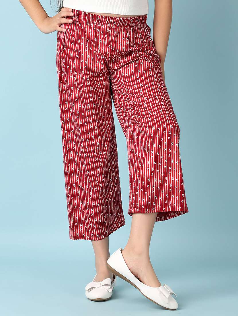 girls maroon printed palazzo - 21491362 -  Standard Image - 1