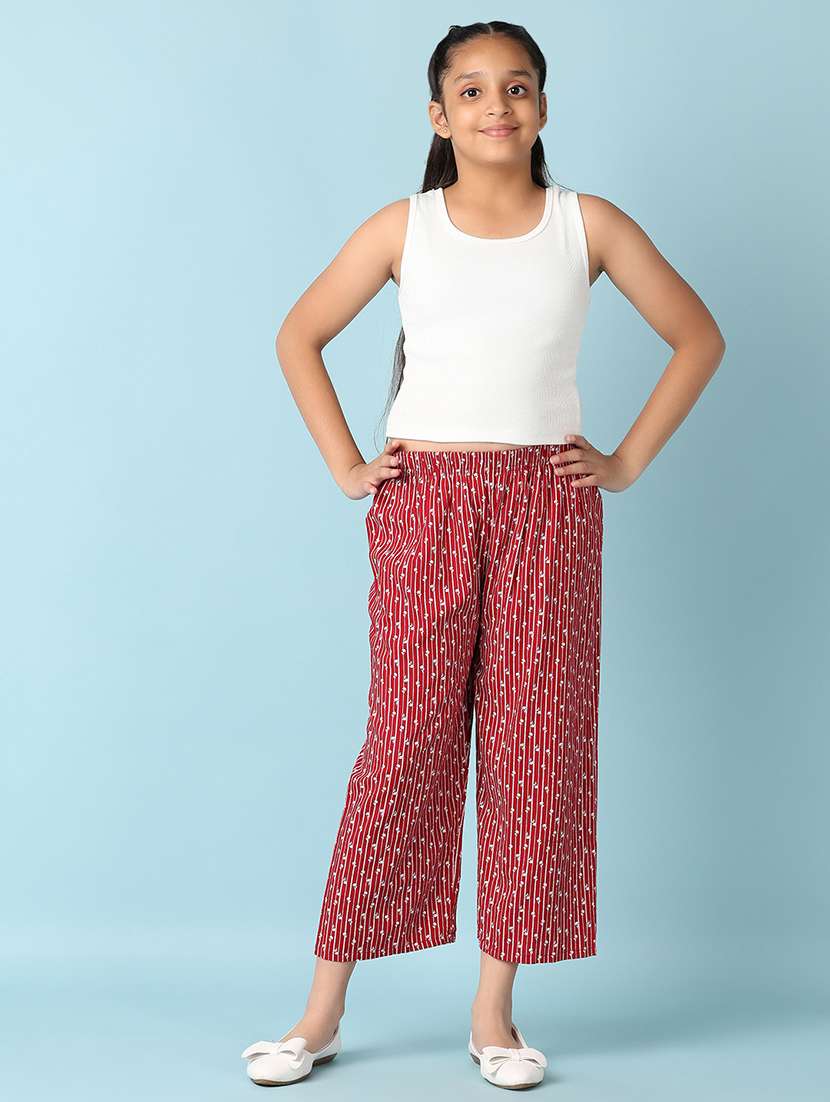 girls maroon printed palazzo - 21491362 -  Standard Image - 4