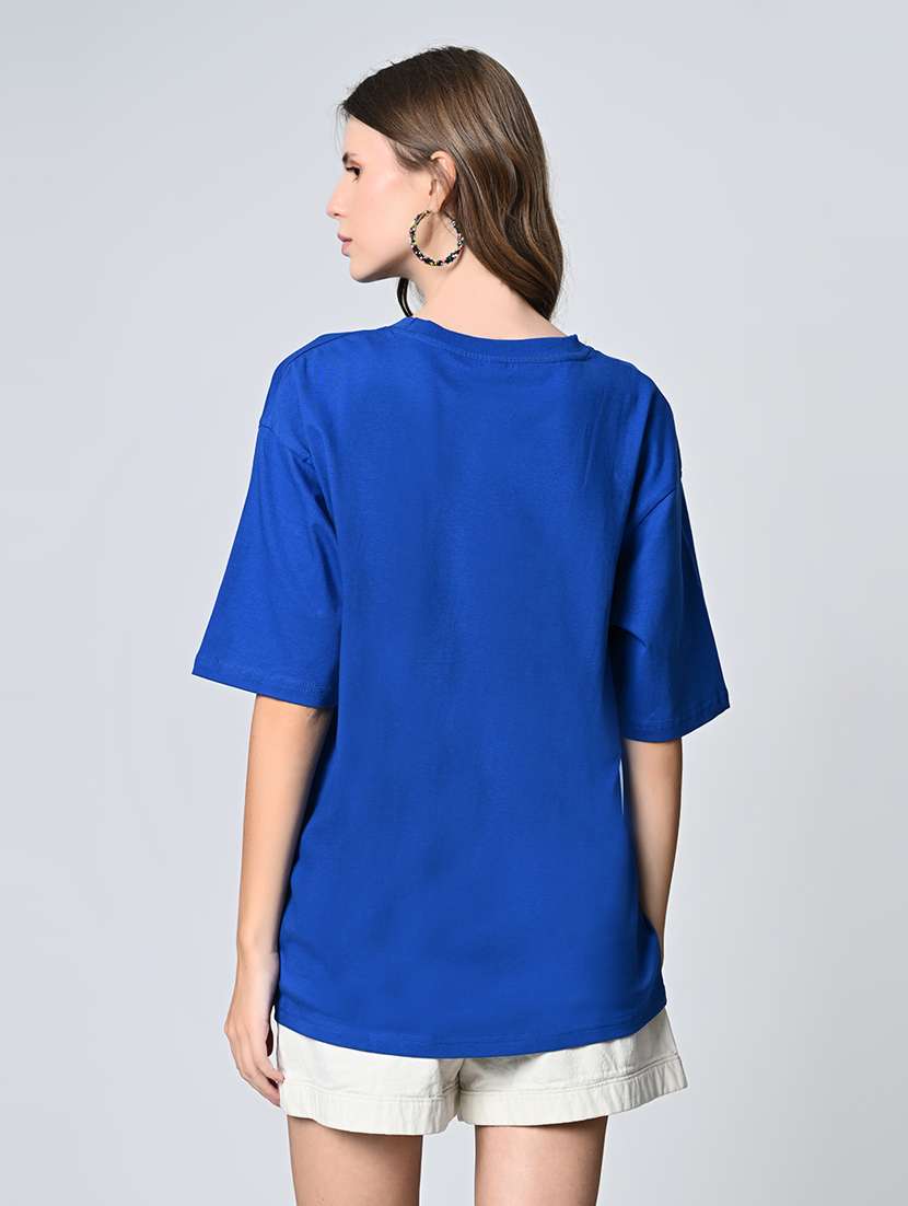 women blue cotton regular t-shirt - 21491378 - Standard Image - 1