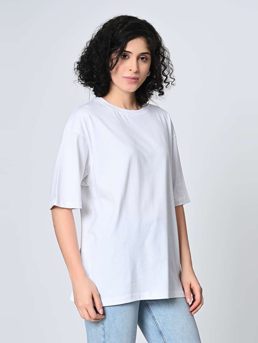 women white cotton regular t-shirt - 21491387 -  Standard Image - 1