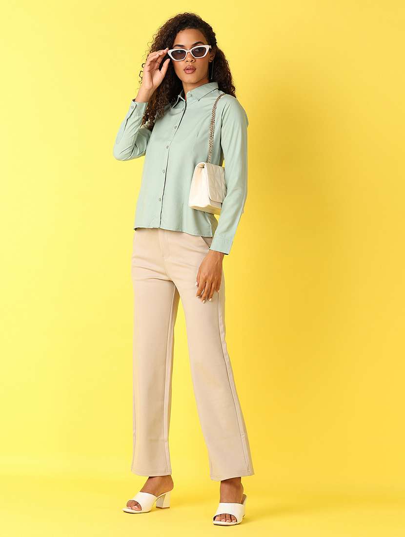 women solid long sleeves collared formal shirt - 21491395 - Standard Image - 4