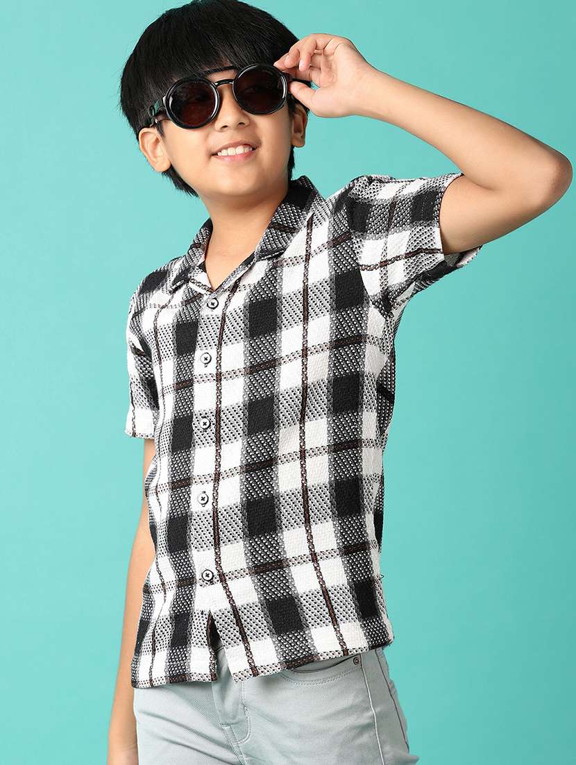 boys checked printed collared shirt - 21491397 - Standard Image - 1