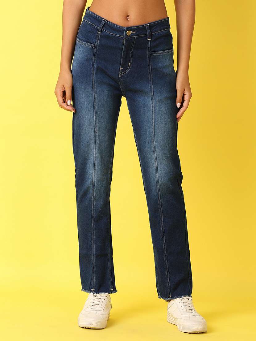 women blue plain jean