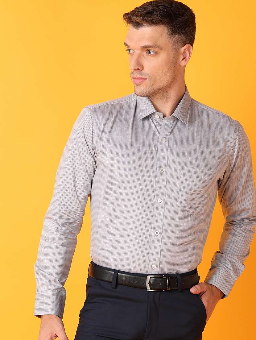 men grey cotton formal shirt - 21491489 -  Standard Image - 1