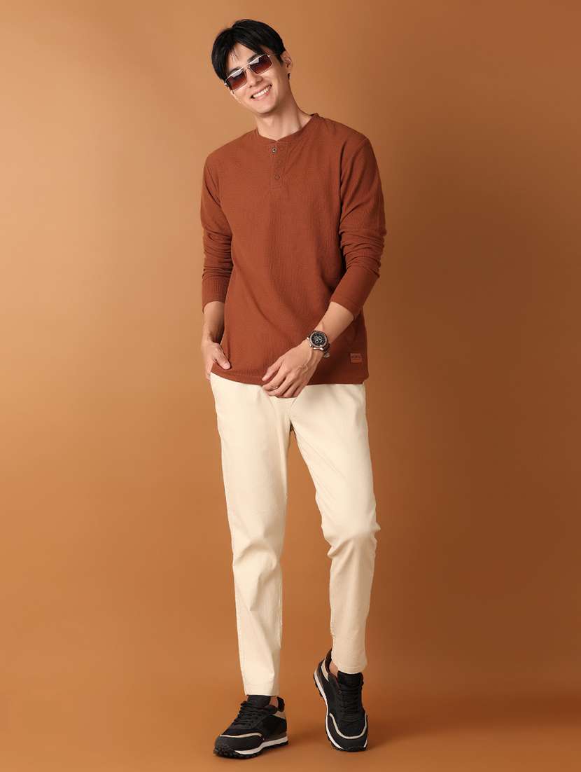 men mid rise solid flat front casual trouser - 21491502 -  Standard Image - 4