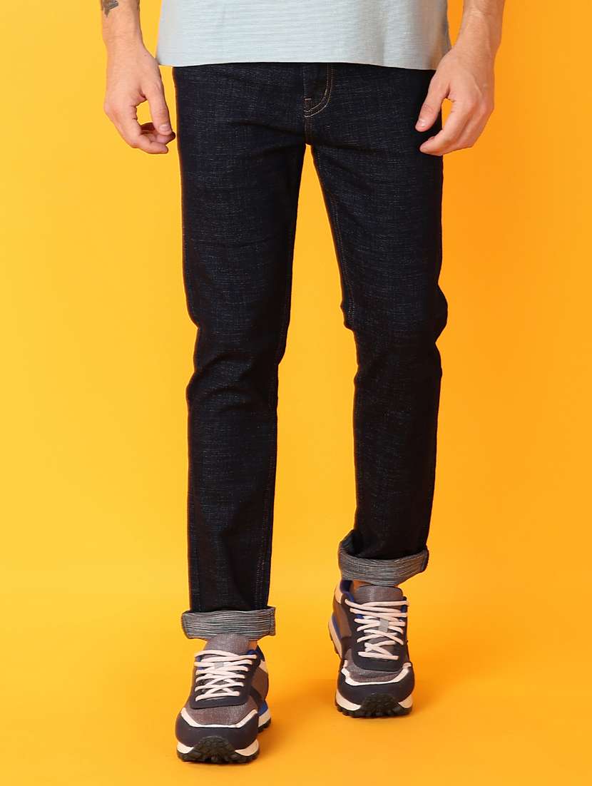 men blue plain jeans - 21491554 -  Standard Image - 1