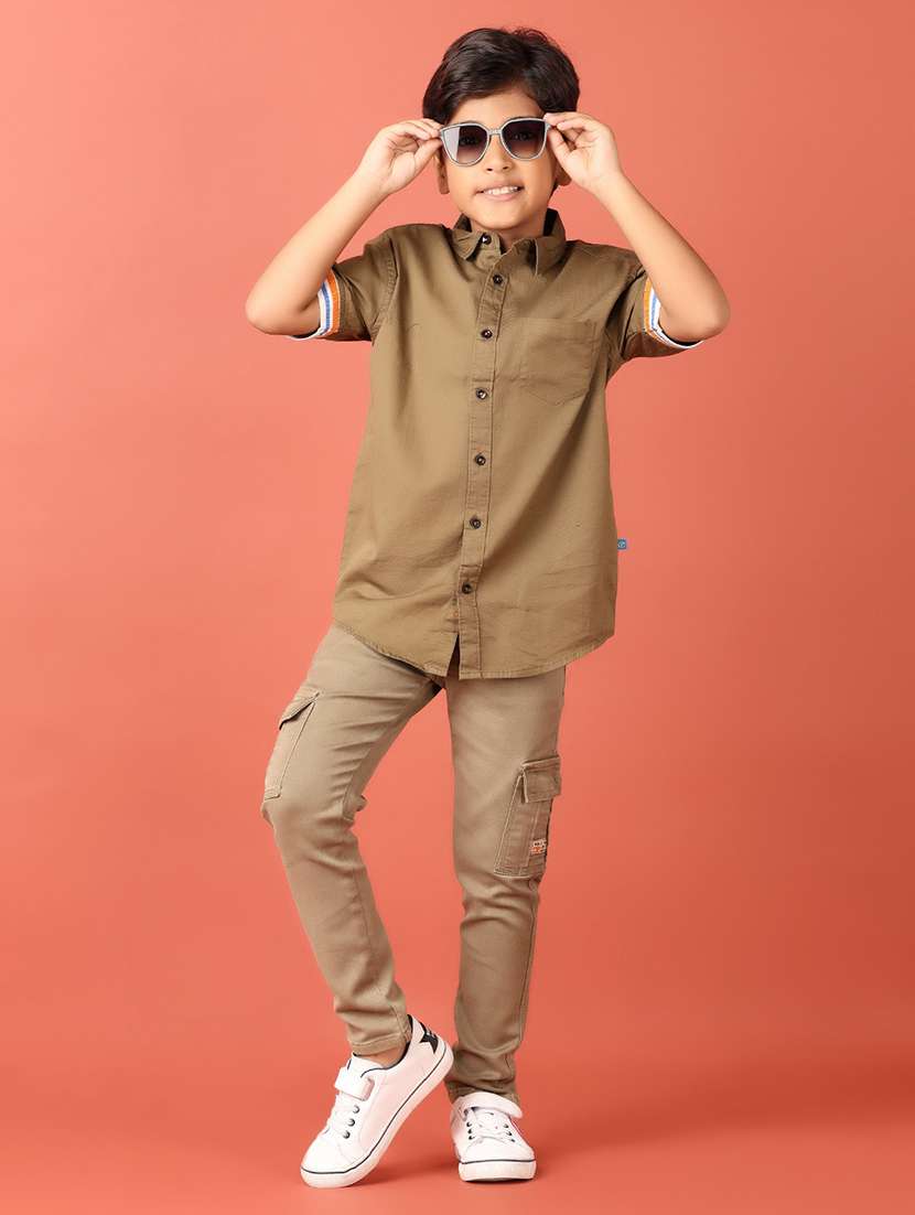 boys brown solid shirt - 21491802 - Standard Image - 4